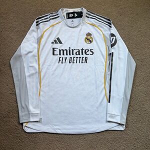 Adidas Real Madrid 25/26 Long Sleeve Home Jersey Men's Large White Soccer JN8866